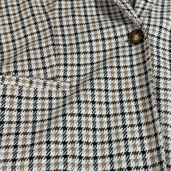 Lands' End Women's Small 6/8 Blazer Stretchy Brown, Cream & Black Plaid Preppy - Picture 5 of 15